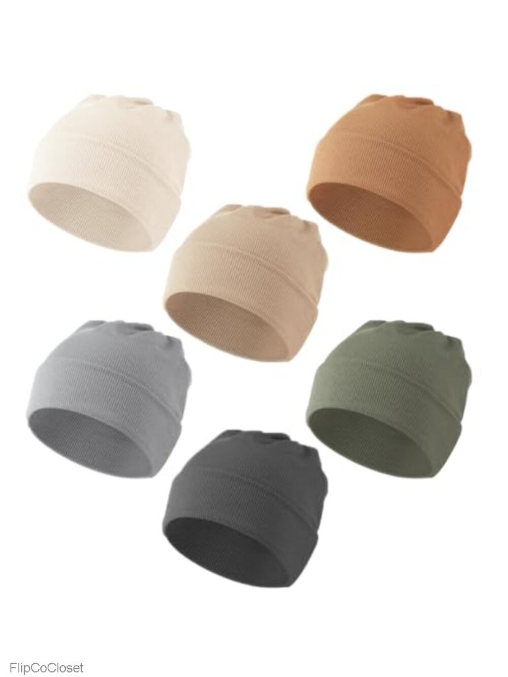 6 Pack Baby Beanie Hats Rayon Spandex Newborn Infant Boys Girls 0-24 Months